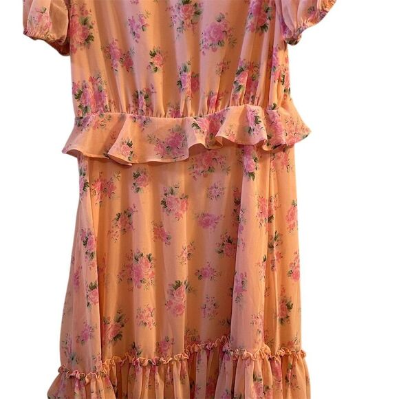 LoveShackFancy Pink Floral Ruffled Midi Dress Size 6- flaw - Picture 9 of 16